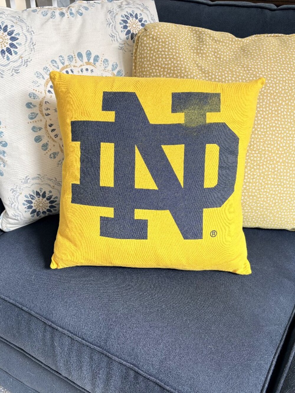 University of Notre Dame Fighting Irish reworked t-shirt 16" throw pillow cover